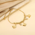 Women Bracelets Fashion 2024 Stainless Steel Gold Plated Butterfly Charm CZ Round Column Round Bead Bracelet for Girls Femme