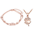 Lucky Four-leaf Clover Jewelry Sets 925 Silver Bracelet Necklace Set