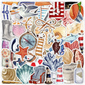 50PCS Marine Life Beacon Compass Aesthetic Nautical Anchor Boat Sailing Sticker