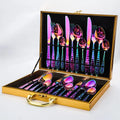 Best Seller Durable Water Cube Design 24 Piece Stainless Steel 18/0 Rainbow Kitchen Tableware Cutlery Flatware Gift Box Set