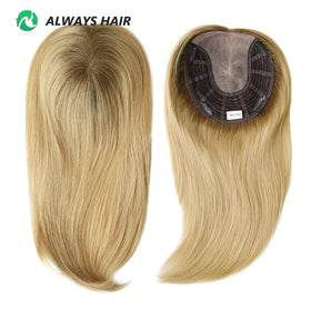 6x7 14 Inches Remy Chinese Human Hair Prosthesis Womens Toupees 3 Clip in Mono Top
