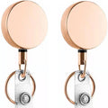 Hot Sale Rose Gold Heavy Duty Retractable Pull Badge Reel Metal ID Badge Holder Reel with Belt Clip Key Ring for Name Card