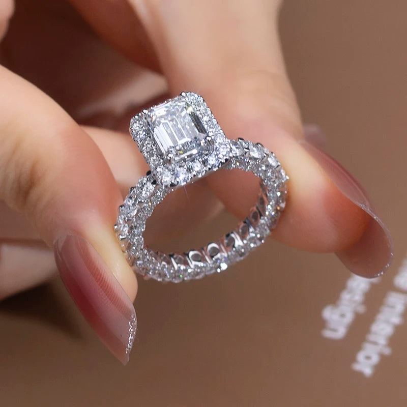 MSR-1384 18k Gold Jewelry Solid White Gold Emerald Diamond Rings Engagement Fine Jewelry Rings