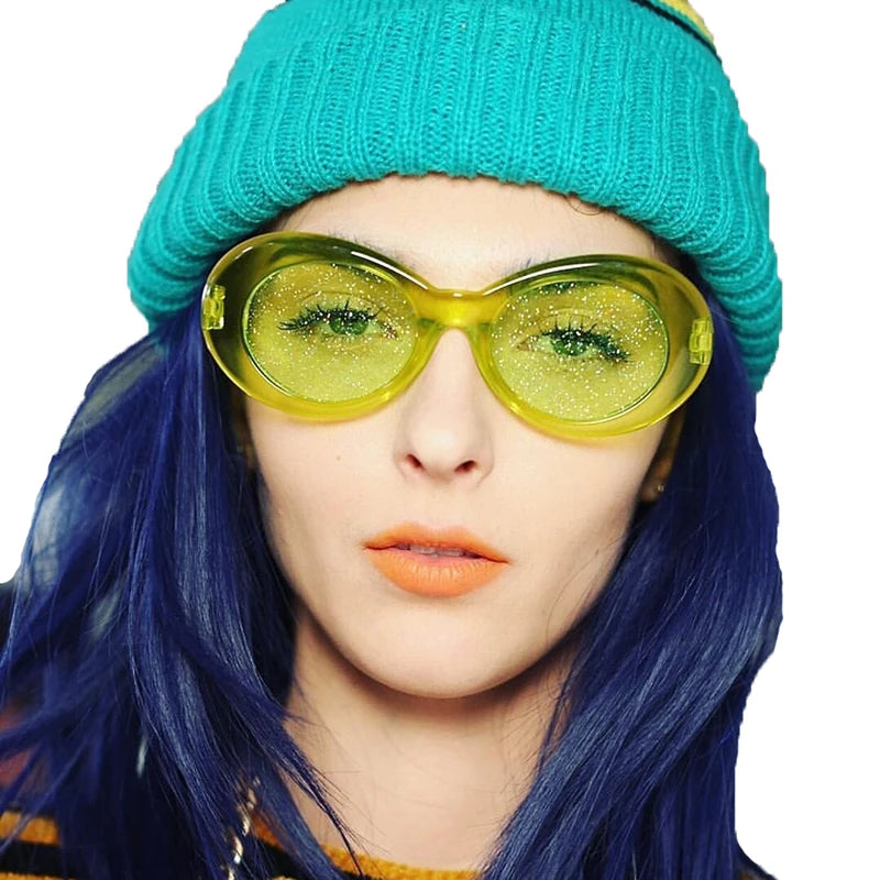 STORY STY1314F Fashion Oval Lenses Eyewear Vintage Glitter Candy Color Sunglasses Transparent Jelly Frame Sunglasses for Women