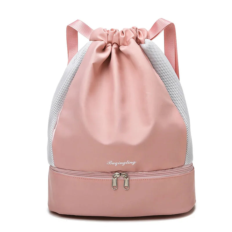 Waterproof Beach Drawstring Shoes Compartment Bag Dry Wet Separation Swimming Fitness Backpack Women Yoga Duffle Gym Bag