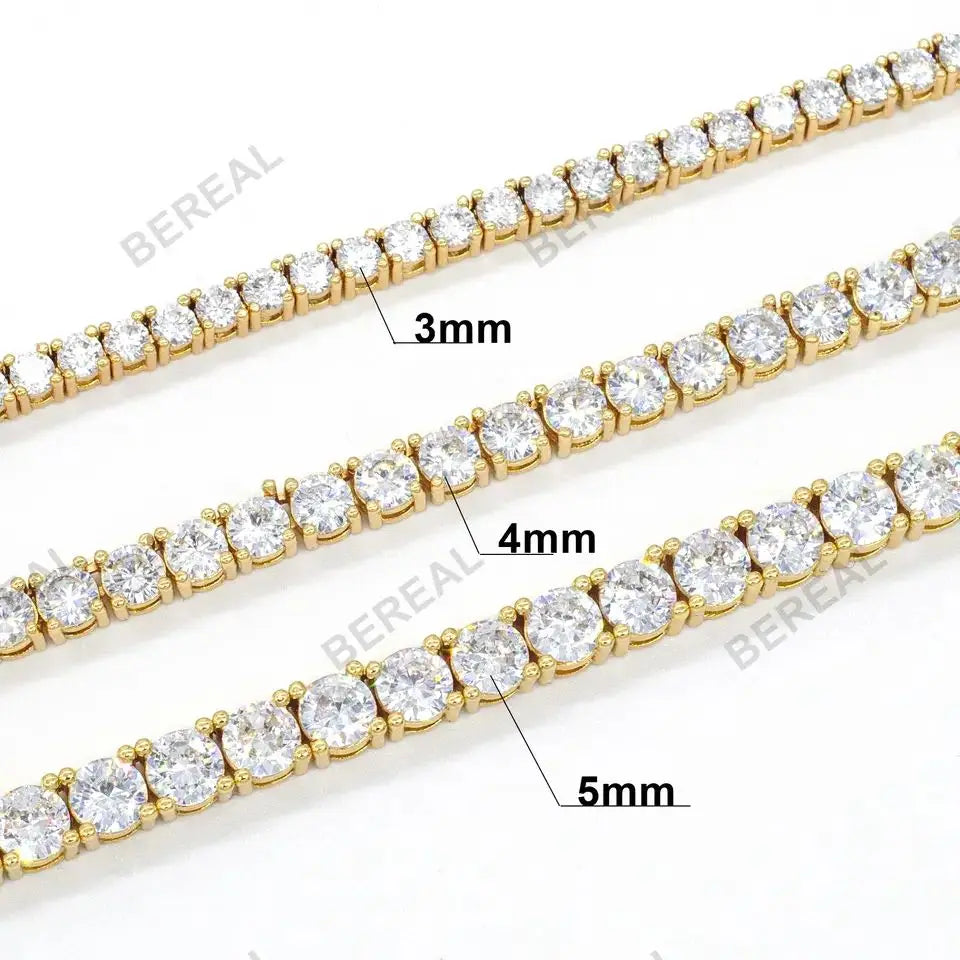3mm 4mm 5mm 10k Gold Moissanite Tennis Bracelet New Design Round Brilliant Cut VVS Moissanite Diamond Tennis Chain