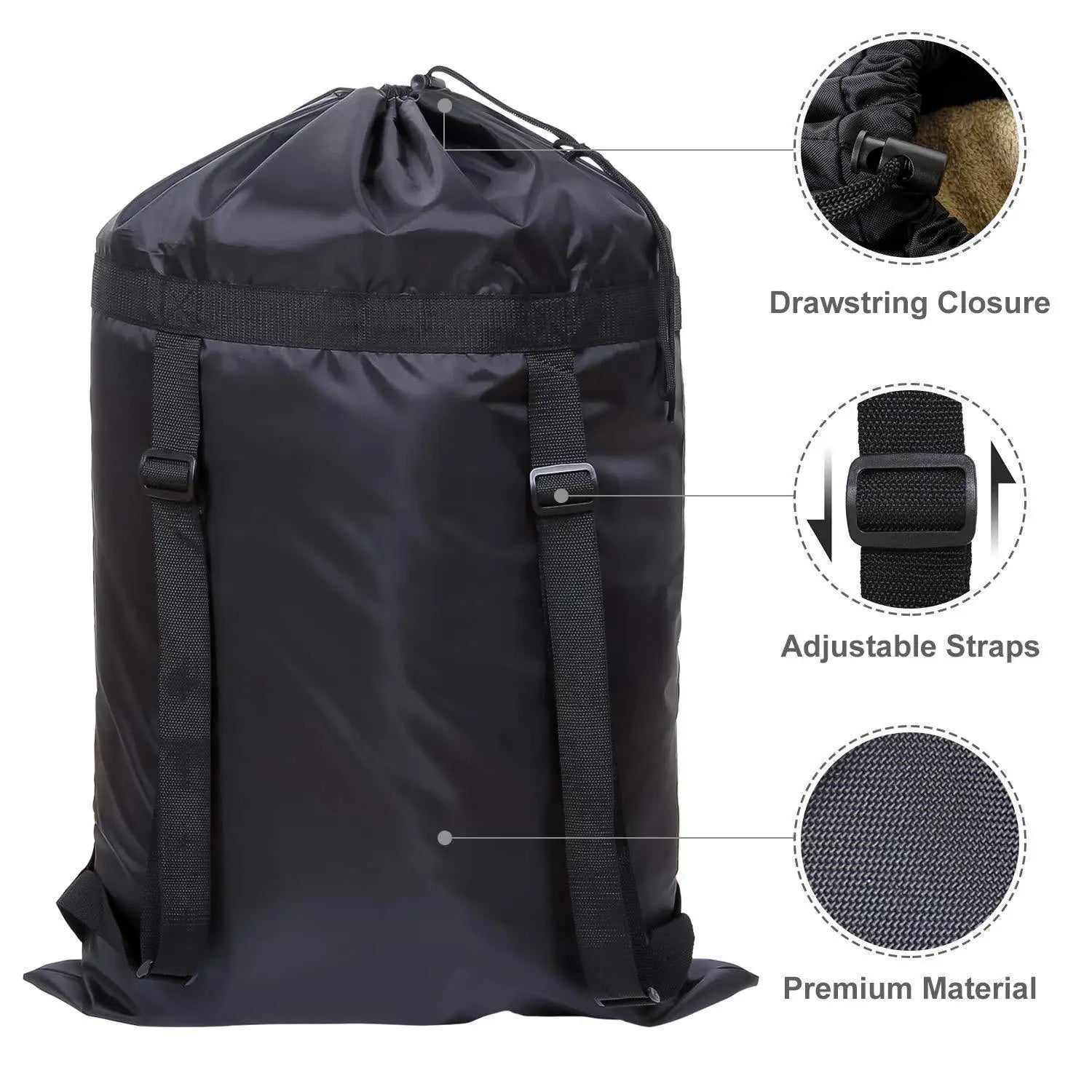 Customized Print Drawstring Designer Black Backpack Laundry Bag Large Camping Travel Clothes Storage Bag Life Shopping Bag