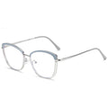 2024 High Quality Fashion Anti-Blue Light Glasses Women's Metal Cat Eye Two-Color Eyeglasses Frame