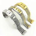 20mm Gold Color Stainless Steel Breathable Adjustable Deployment Clasp Wrist Watch Band for Smartwatch