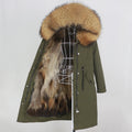 OFTBUY 2023 Women's X-Long Parka Waterproof Winter Jacket Detachable Natural Raccoon Fur Hood Real Fox Fur Coat Zipper Windproof
