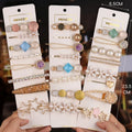 8pcs/set Vintage Fashion Korean Women Imitation Pearl Hair Clip Crystal Hair Grips Bobby Pin Barrette Hairpin Set