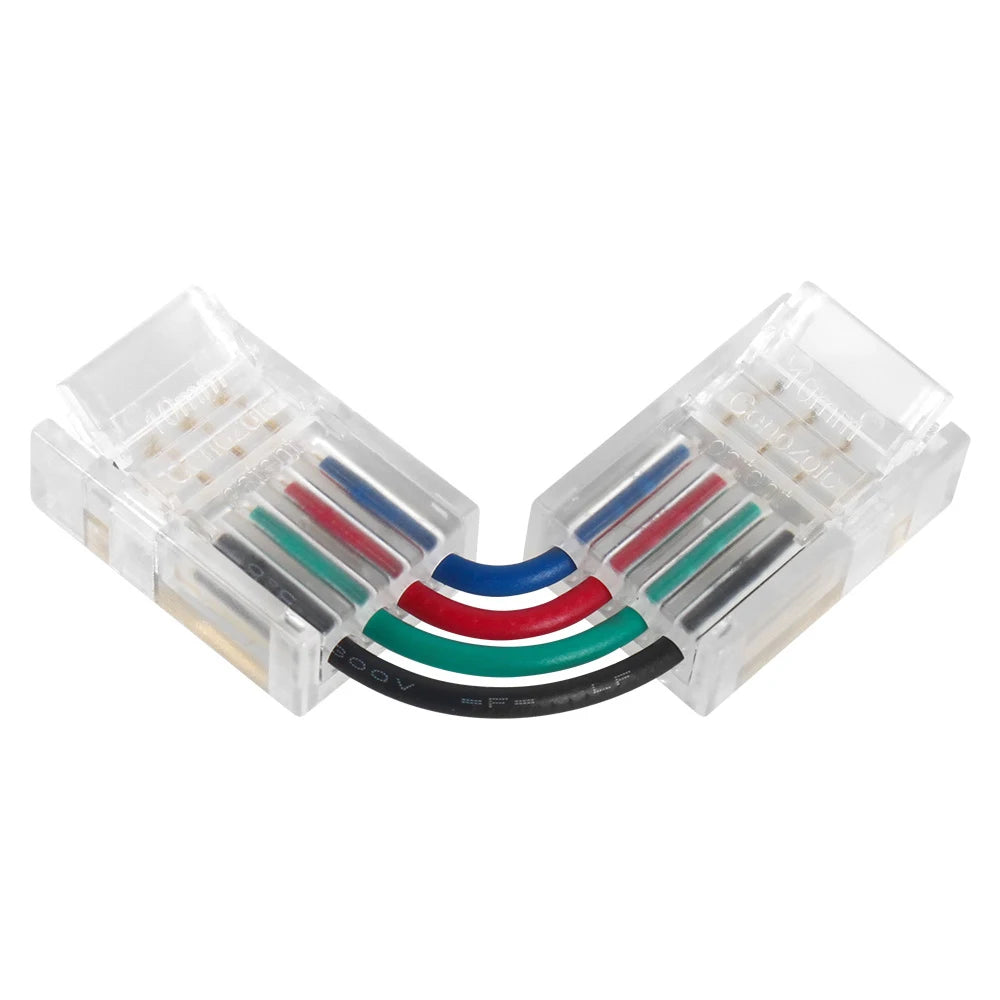 L Shape LED Strip Connector 2/3/4 Pin 8/10/12mm Wide Right Angle Corner Connectors Solderless Terminal Extension for Light Strip