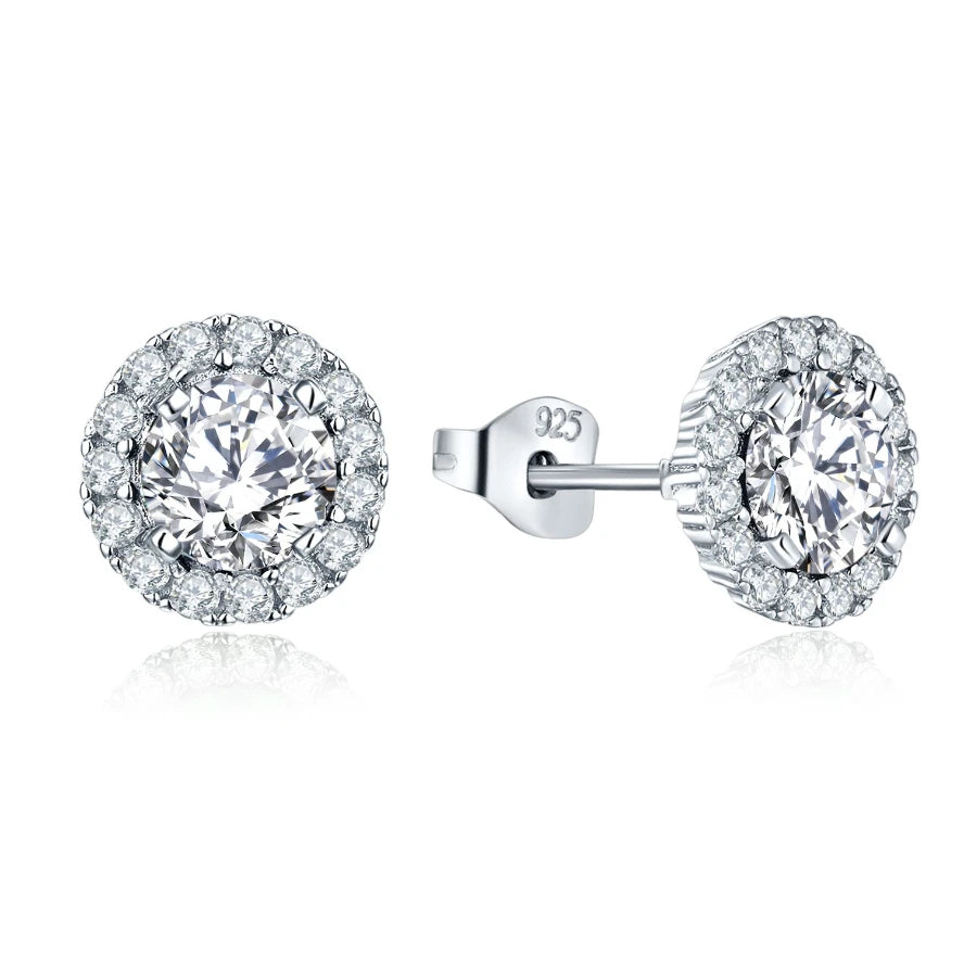 Customised Personalisation Colourful Cubic Zirconia Earrings Rhodium Plated 925 Sterling Silver Stud Earrings Jewelry