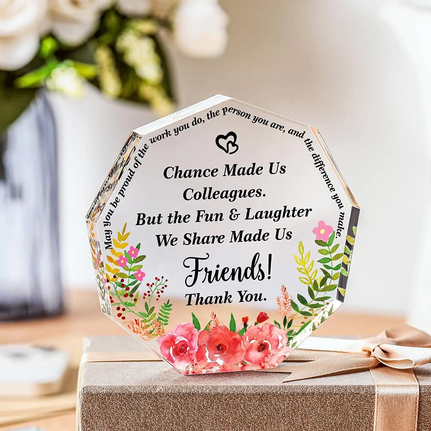 Thank You Gift Octagon Inspirational Office Coworker Gift Acrylic Ornaments for Colleague Leaving Job Gifts