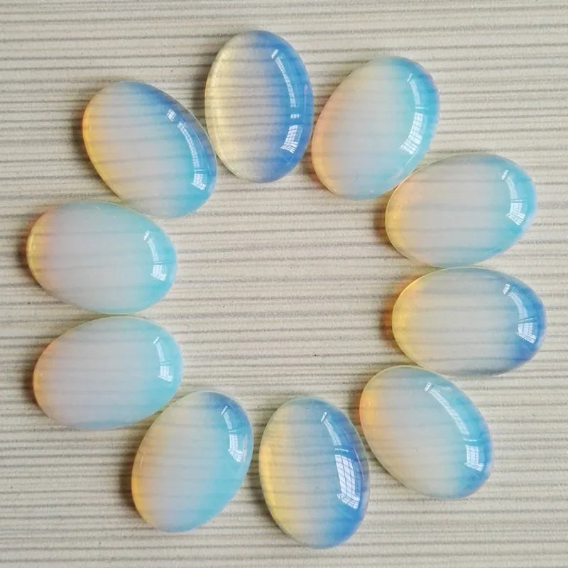 2024 Natural Wholesale Price Agate Stone 25*18mm Gemstone Oval Opalite Cabochon Crystal