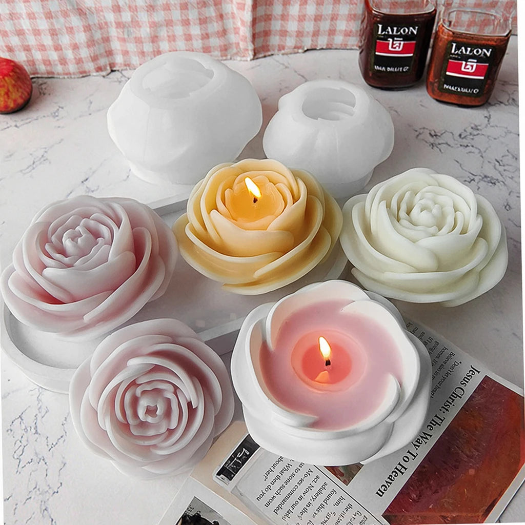 J-5060 3D Peony Flower Silicone Mold for Candle Making Plaster Cement Aromatherapy  DIY Candle Cup Candle Holder Ornament Moulds