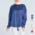 S-5XL New Color Satin Top Long-sleeved Satin Shirt Female Temperament commuter Muslim  Pleated Shirt