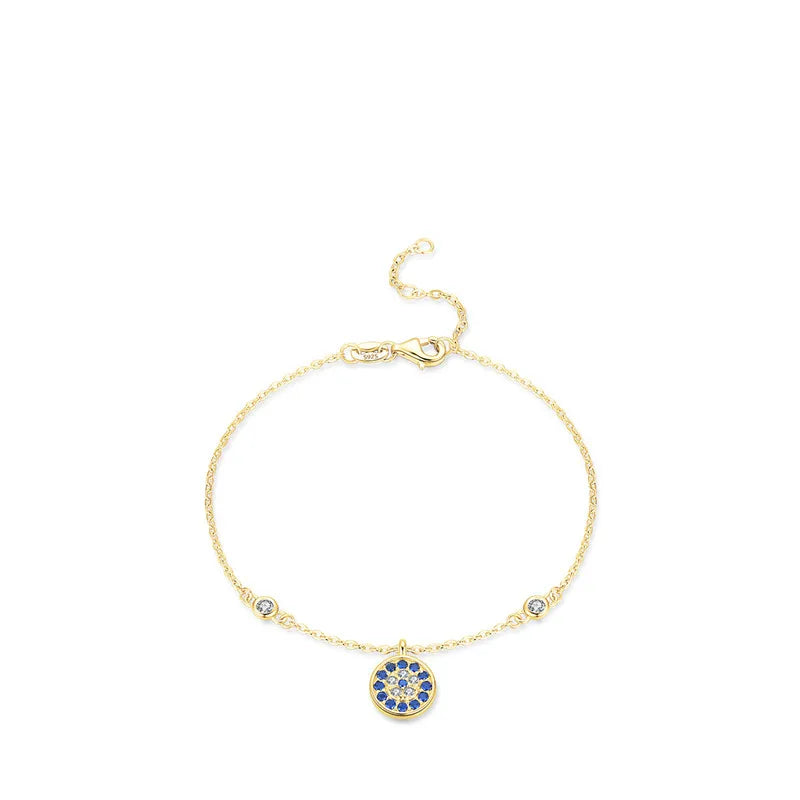 Fashion Jewelry 925 Sterling Silver Eye Bracelets Devil Eye Diamond Blue Eye Round Zircon Gold Plated Bracelets for Women