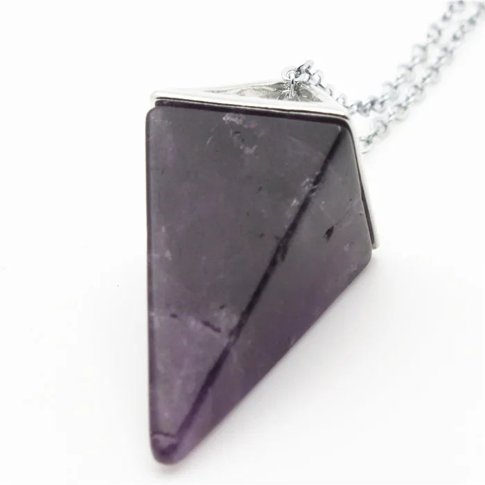 DIY Natural Amethyst Amulet Healing 7 Chakra Crystal Pendant Meditation Hexagonal Pendulums for Men Women Jewelry Reiki Pendulum