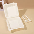 Cornstarch Supplier Cornstarch Box Degradable 9 Inches Single Cell Disposable Cornstarch Based Lunch Box With Clasp Bento Box