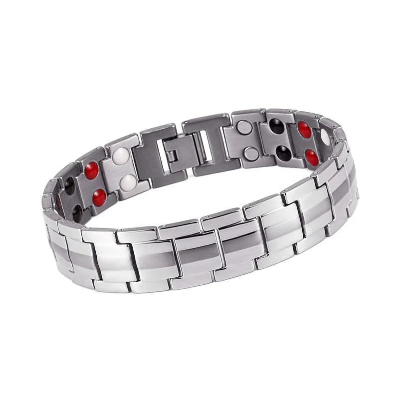 New 16mm Gold Plated Lover Charm Bracelets for Women Man Heart Health Energy Dragon Pattern Double Row Magnetic Bracelet