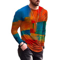 European and American Men T-Shirts Casual Retro Hand-painted Long Sleeve Tee Top Street Style Trendy T-shirts