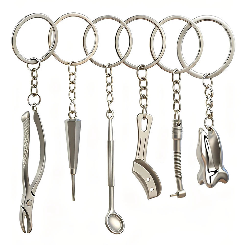 Dentist Souvenirs Hospital Doctor Dental Gifts Pliers Key Chain Awl Teeth Key Ring Pendant Promotional Tooth Keychain