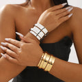 2024 New Arrival Fashion Jewelry Fashion Metallic Multi Layered Bracelet Smooth Design Feel Cold Open Cuff Bangle Bracelet