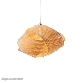 New Chinese Bamboo Wicker Rattan Cloud Shade Pendant Light Japanese Tatami LED Hanging Lamp Design Plafon Lustre Decor Luminaria