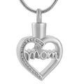 Stainless Steel Heart Ash Holder MOM Cremation Jewelry Locket Pendant Memorial Urn Keepsake Necklace Mama Casket Funeral Jar Urn