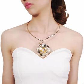European American Cross-border Jewelry Exaggerated Flower Choker Romantic Charm Necklace Zinc Alloy Gold/Silver Plated Crystal