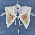 Red Embroidered Flower White Collar