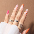 Factory Supplier Wholesale 24Pcs ABS 3D French Design Press Nails Almond Heart Two-Color False Nails Nail Glue Elegant Packaging