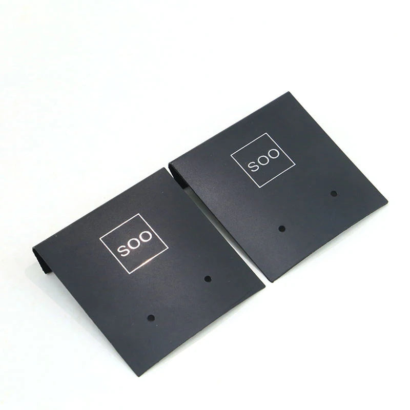 Black PVC Earring Card Customized Silver Stamping Jewelry Display Cards Plastic Necklace Hang Tags With Hook