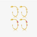 FUAMAY Aretes De Plata 925 Silver Gold Plated Big C Shape Hoop Earrings With Zircon