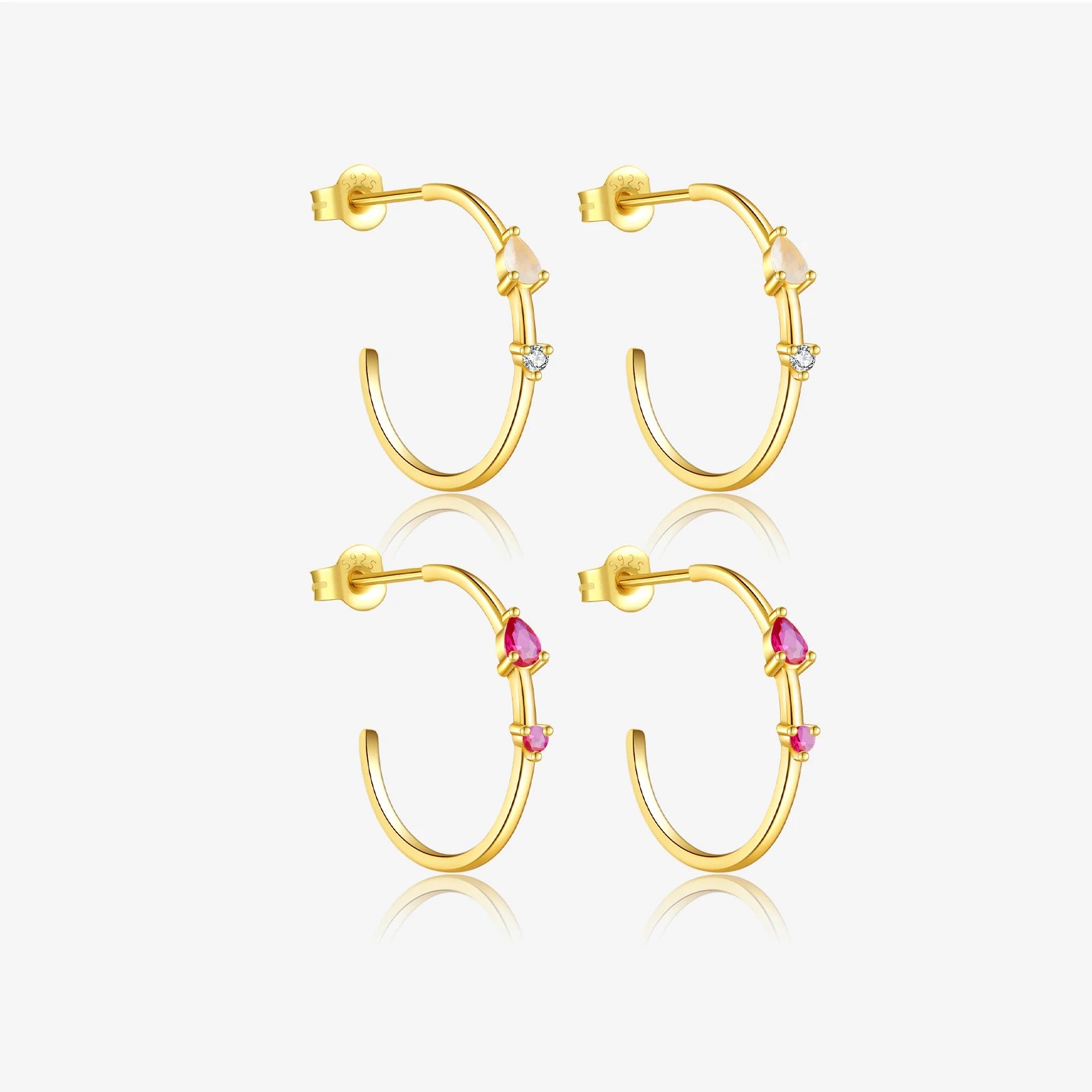 FUAMAY Aretes De Plata 925 Silver Gold Plated Big C Shape Hoop Earrings With Zircon