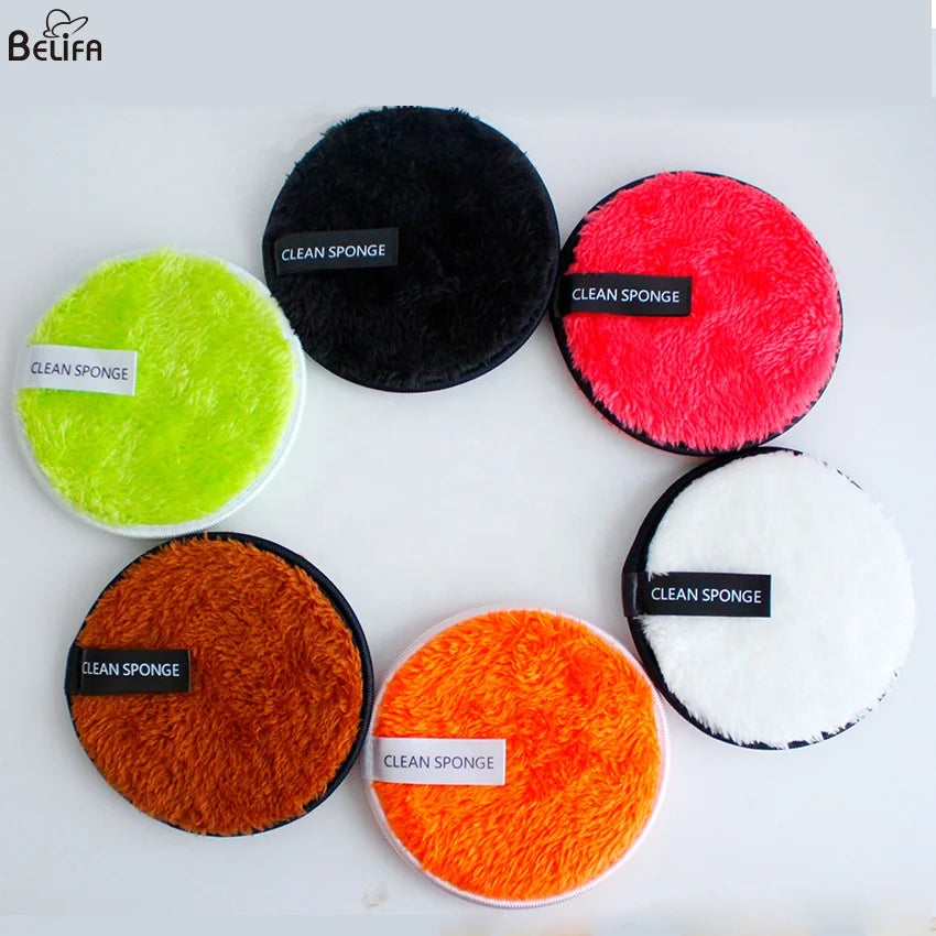 Belifa Lazy Face Microfiber Washing Cleansing Reusable Makeup Make up Remover Facial Sponge Puff