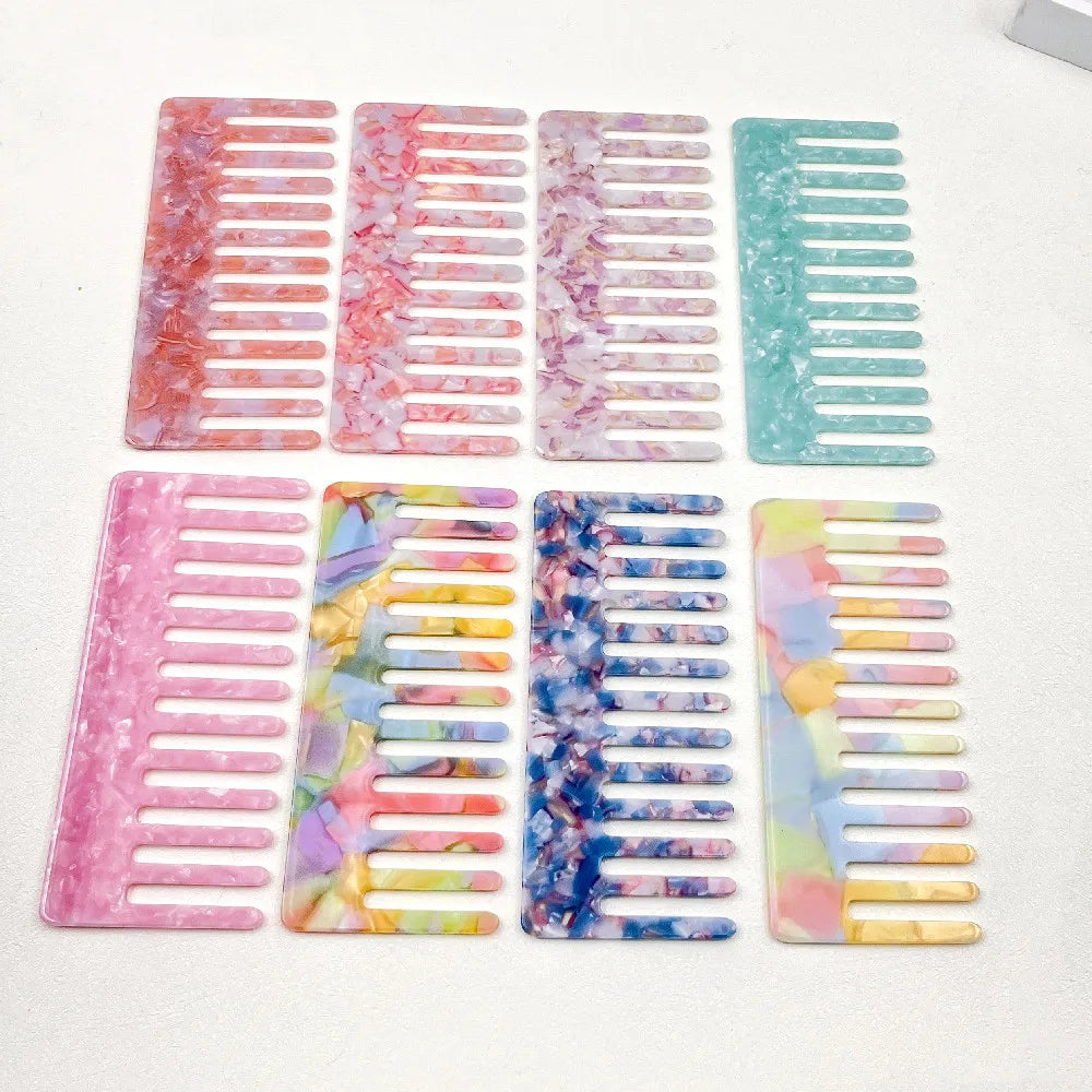 Custom New Sweet Colorful Cellulose Acetate Comb Hair Sakura Pink Anti Static Wide Tooth Women Hairdressing Combs
