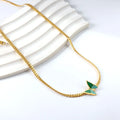 Dainty Green Imitation Enamel Necklace Butterfly Jewelry 18k Gold Plated 316 Stainless Steel Snake Chain Butterfly Necklace