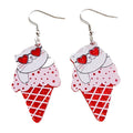 New Year Santa Claus Red Pink Cute Flamingo Penguin Valentine Sequined Acrylic Custom Pendant Earrings