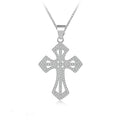 Zircon Iced Out Religious Couple Jewelry Big Large 925 Sterling Silver Gothic Cross Pendant for Necklace Men Women