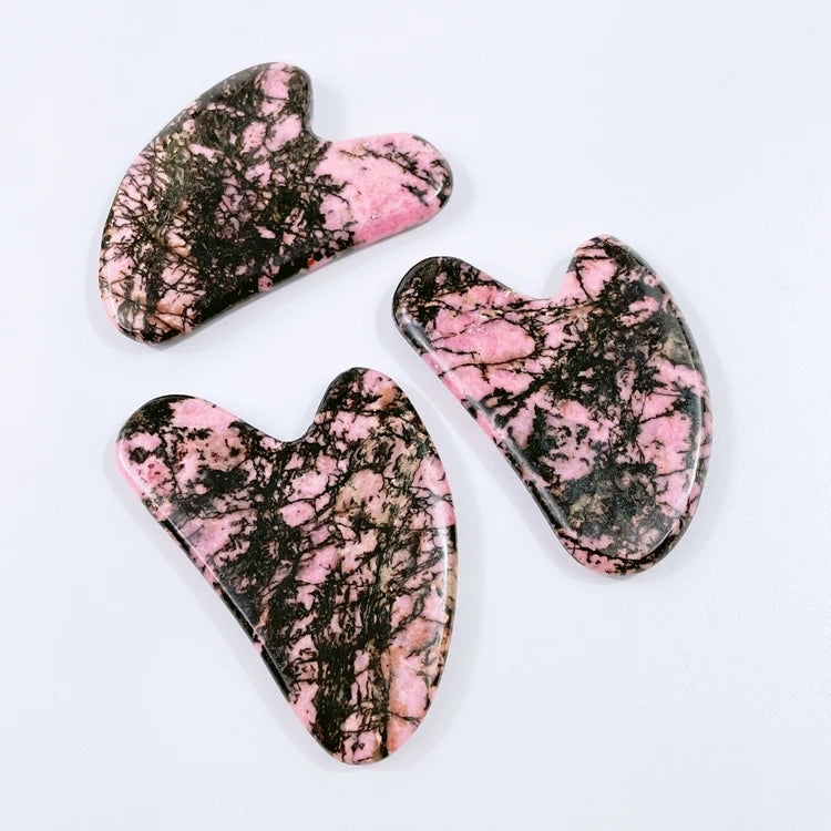 Huiying Hottest Massage Stone Exquisite GUA SHA Stone Facial Massage Heart Stone Scraping Rhodorite Jasper Customized Service