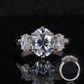 Starsgem Customized Moissanite Ring 10k White Gold Three-Stones Style Oval Moissanite Ring