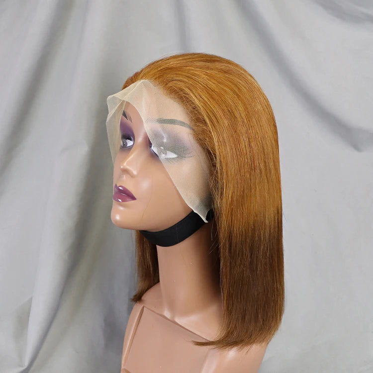 Hot Sale Color #30T4 Human Hair Wigs Density 200% Lace Wig Human Hair Straight bob Wig