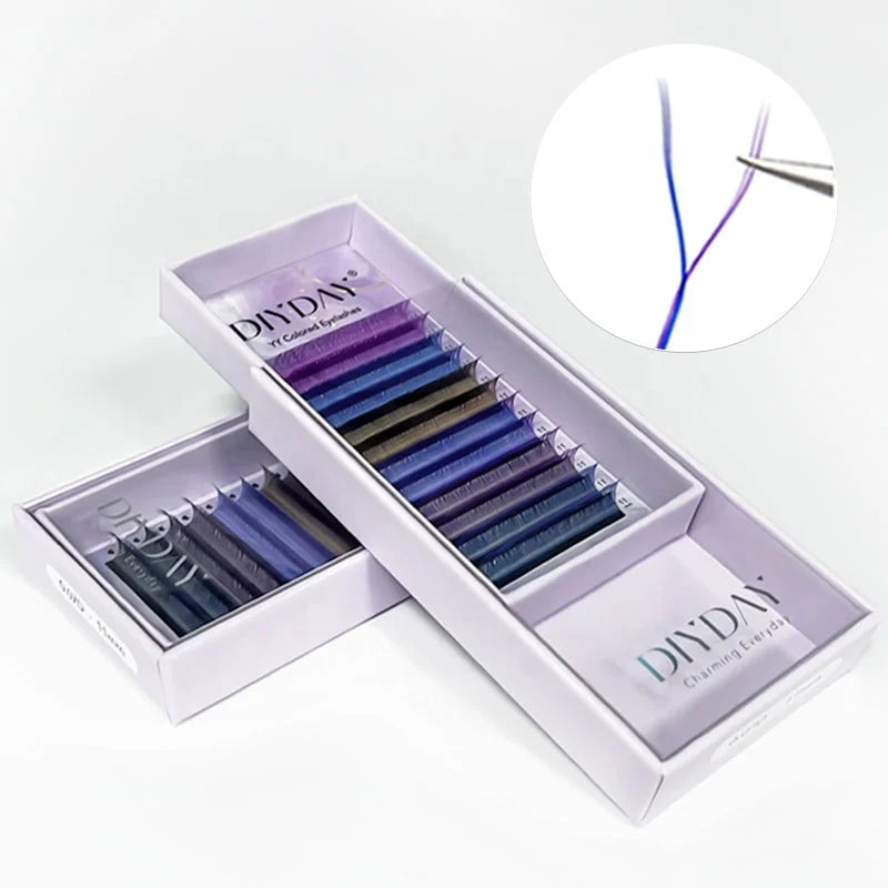 DIYDAY Mix Colored YY Lash Extensions 0.05 0.07 C D Curl Russian Strip Eyelashes Colored Lash Extensions