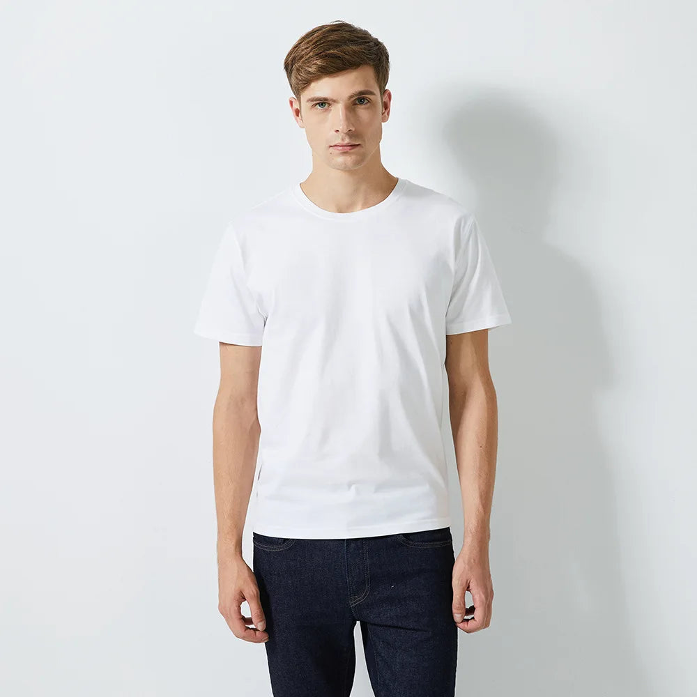 New Luxury Quality 170 Gsm Cotton 50s Double-sided Supima Mercerized Cotton Solid Men T Shirt