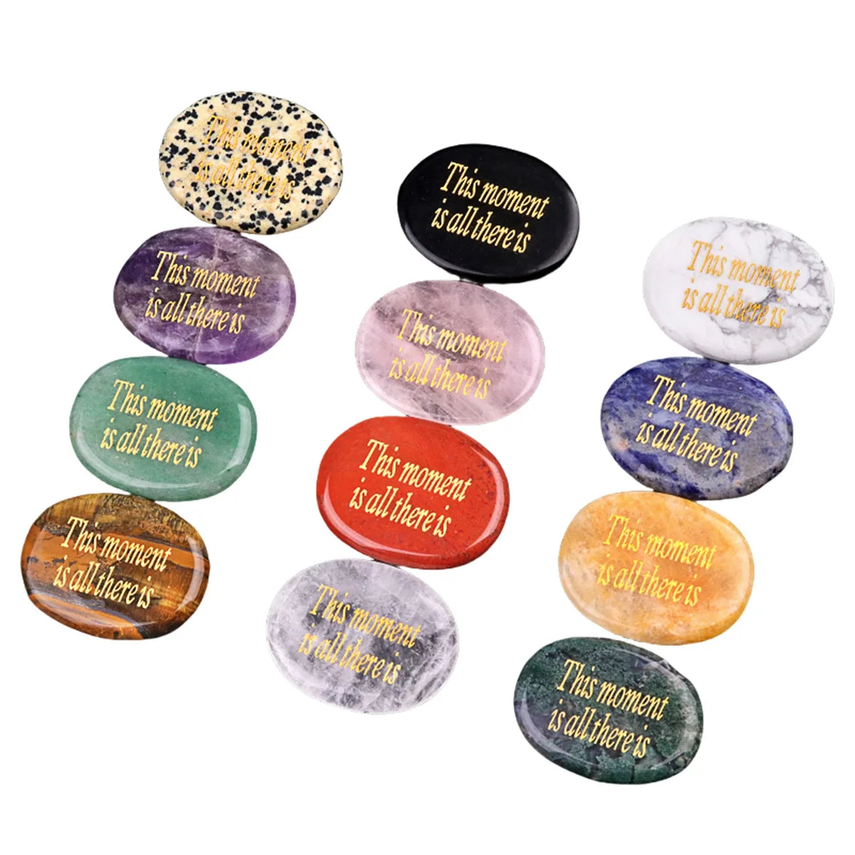 Best Gift Natural Crystal Gemstone Engraved with Encouraging Words Effective Alleviation Anxiety Thumb Stone