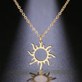 Wholesale Non Tarnish Silver 18K Gold Plated Stainless Steel Sun Shine Pendant Necklace for Women