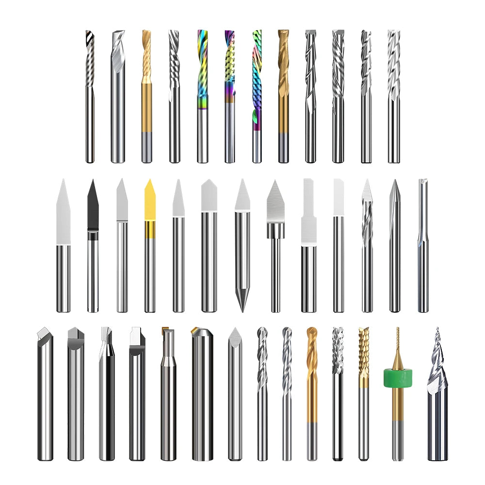 HUHAO 3.175mm Colorful  Coated Single Edge Aluminum Milling Cutter Profile Composite Cutting Engraving Machine Bit