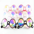 Round Kaleidoscope Holographic PC Sunglasses for Men Women UV400 Protection White & Red Colors Festival Party Fashion